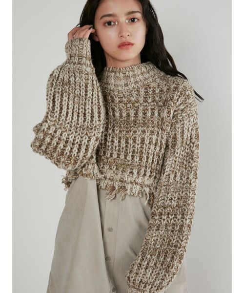 MURUA（ムルーア）の「メランジニットドッキングミニワンピース（ワンピース・レディース・アイボリー/ブラック/グリーン・2/1）」の12枚目の写真