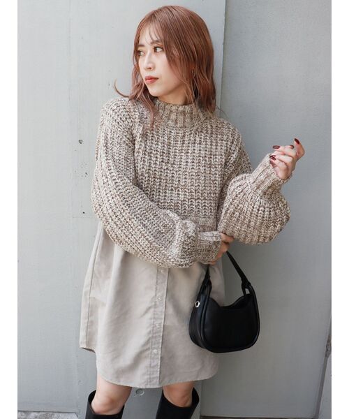 MURUA（ムルーア）の「メランジニットドッキングミニワンピース（ワンピース・レディース・アイボリー/ブラック/グリーン・2/1）」の13枚目の写真