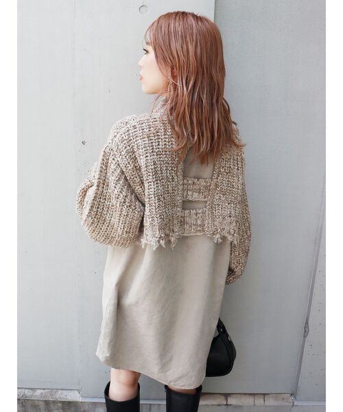 MURUA（ムルーア）の「メランジニットドッキングミニワンピース（ワンピース・レディース・アイボリー/ブラック/グリーン・2/1）」の14枚目の写真