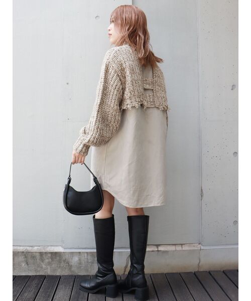 MURUA（ムルーア）の「メランジニットドッキングミニワンピース（ワンピース・レディース・アイボリー/ブラック/グリーン・2/1）」の16枚目の写真