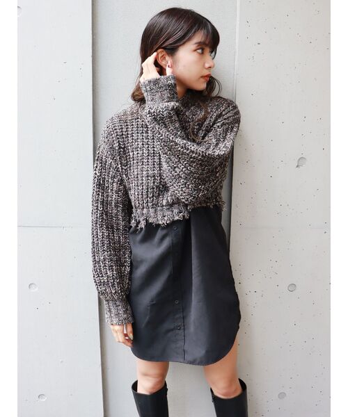 MURUA（ムルーア）の「メランジニットドッキングミニワンピース（ワンピース・レディース・アイボリー/ブラック/グリーン・2/1）」の19枚目の写真