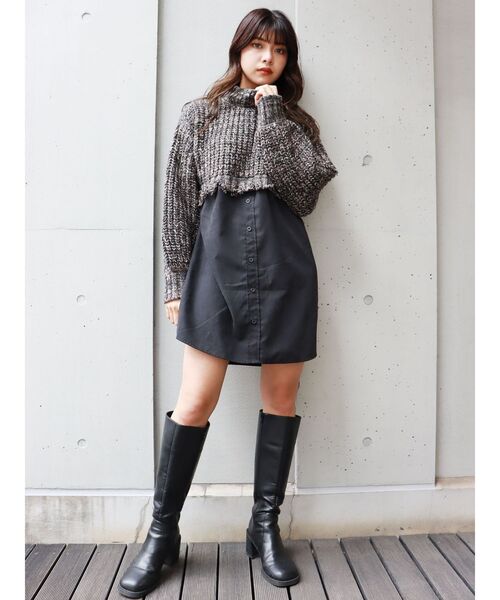 MURUA（ムルーア）の「メランジニットドッキングミニワンピース（ワンピース・レディース・アイボリー/ブラック/グリーン・2/1）」の20枚目の写真