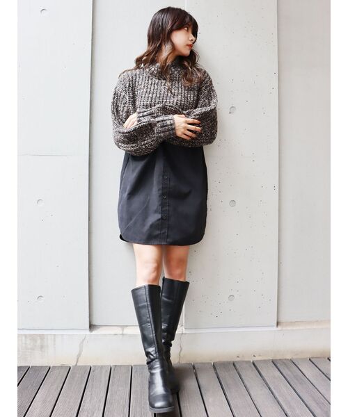 MURUA（ムルーア）の「メランジニットドッキングミニワンピース（ワンピース・レディース・アイボリー/ブラック/グリーン・2/1）」の21枚目の写真