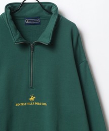 BEVERLY HILLS POLO CLUB/ビバリーヒルズポロクラブ オーバーサイズ ロゴ ワンポイント刺繍 ハーフジップ スウェット トレーナー