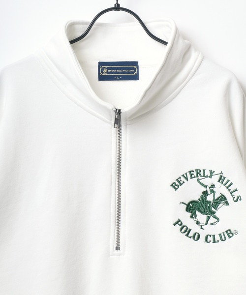 BEVERLY HILLS POLO CLUB(ビバリーヒルズポロクラブ)の「BEVERLY HILLS POLO CLUB/ビバリーヒルズポロクラブ オーバーサイズ ロゴ ワンポイント刺繍 ハーフジップ スウェット トレーナー(スウェット・メンズ・ホワイト/ネイビー/グリーン/マスタード/オートミール/スミクロ・LL/M/L)」の14枚目の写真