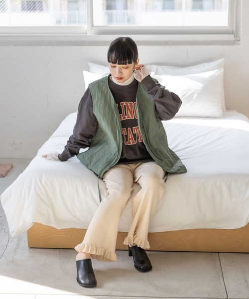 LOWRYS FARM(ローリーズファーム)の「スソフリルリブパンツ 189109(その他パンツ・レディース・イエロー/アイボリー/ブラック・FREE)」の5枚目の写真