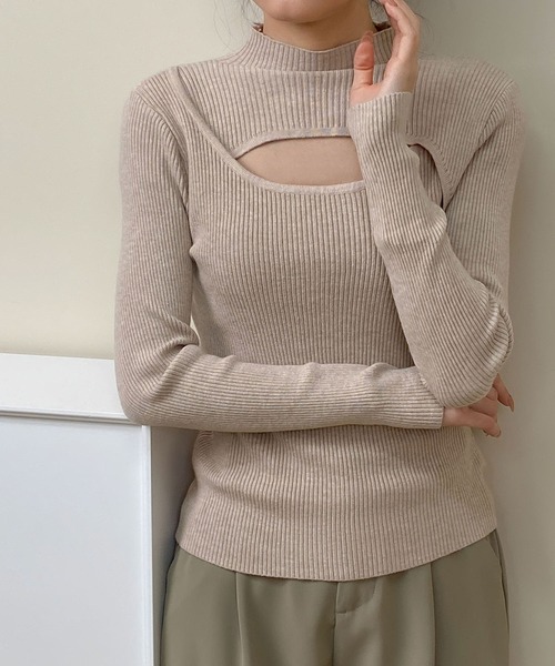 MAISON DE THERESE(メゾン ド テレーズ)の「フロントカットアウトトップス(Tシャツ/カットソー・レディース・B/ブルー/ブラック/ブラウン/ホワイト/A/カーキ/オレンジ・M)」の8枚目の写真
