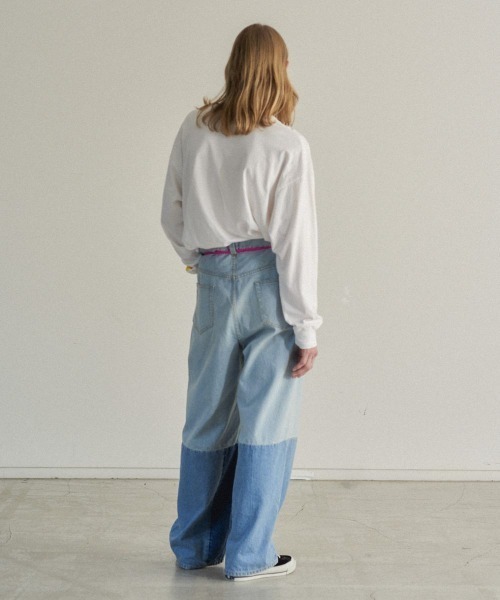 FACETASM（ファセッタズム）の「PATCHWORK BIG DENIM PANTS（デニムパンツ・メンズ・インディゴブルー・3/4）」の6枚目の写真