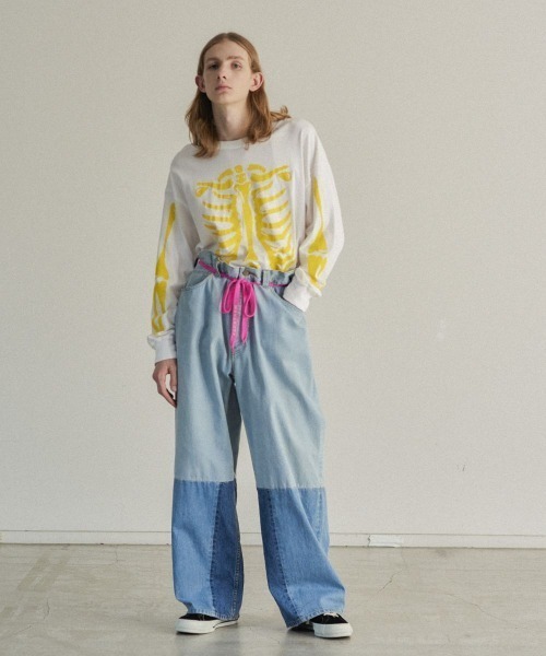 FACETASM（ファセッタズム）の「PATCHWORK BIG DENIM PANTS（デニムパンツ・メンズ・インディゴブルー・3/4）」の7枚目の写真