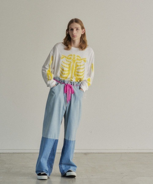 FACETASM（ファセッタズム）の「PATCHWORK BIG DENIM PANTS（デニムパンツ・メンズ・インディゴブルー・3/4）」の8枚目の写真