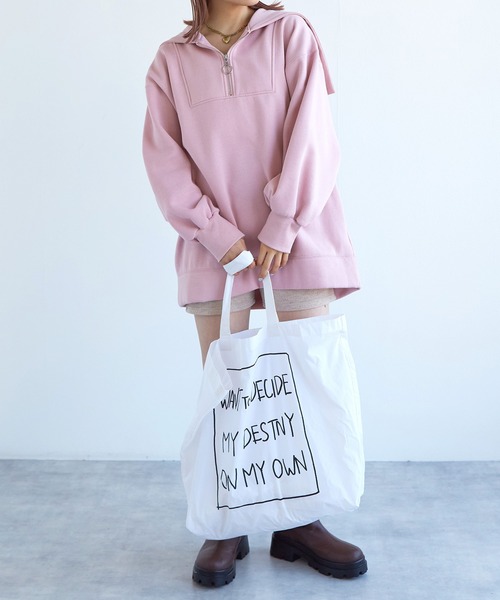 w closet(ダブルクローゼット)の「ナイロンプリントトートバッグ(トートバッグ・レディース・オレンジ/グリーン/オフホワイト/ピンク/ライム・FREE)」の13枚目の写真