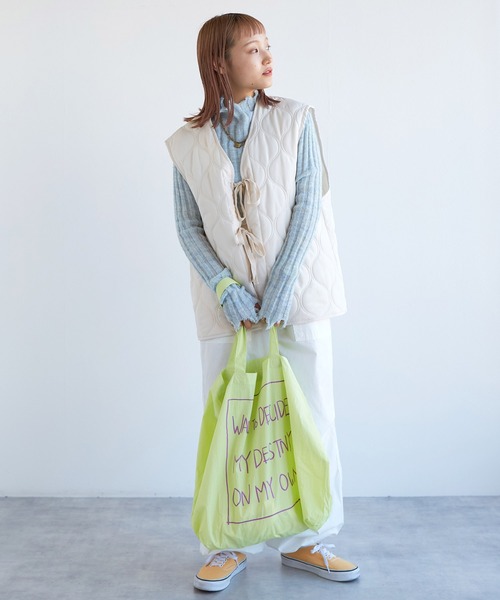 w closet(ダブルクローゼット)の「ナイロンプリントトートバッグ(トートバッグ・レディース・オレンジ/グリーン/オフホワイト/ピンク/ライム・FREE)」の19枚目の写真