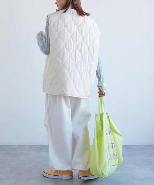 w closet(ダブルクローゼット)の「ナイロンプリントトートバッグ(トートバッグ・レディース・オレンジ/グリーン/オフホワイト/ピンク/ライム・FREE)」の6枚目の写真