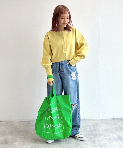 w closet(ダブルクローゼット)の「ナイロンプリントトートバッグ(トートバッグ・レディース・オレンジ/グリーン/オフホワイト/ピンク/ライム・FREE)」の12枚目の写真