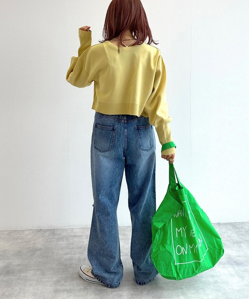 w closet(ダブルクローゼット)の「ナイロンプリントトートバッグ(トートバッグ・レディース・オレンジ/グリーン/オフホワイト/ピンク/ライム・FREE)」の9枚目の写真
