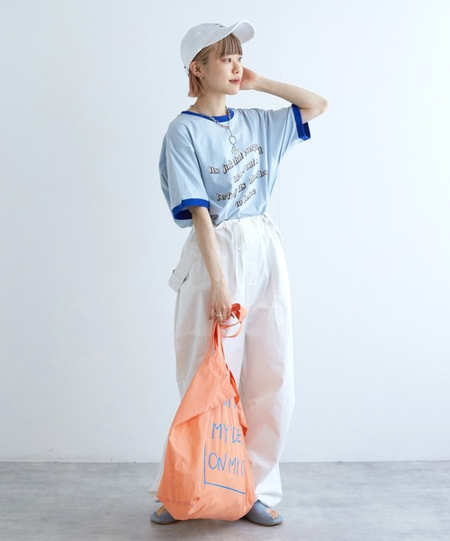 w closet(ダブルクローゼット)の「ナイロンプリントトートバッグ(トートバッグ・レディース・オレンジ/グリーン/オフホワイト/ピンク/ライム・FREE)」の21枚目の写真