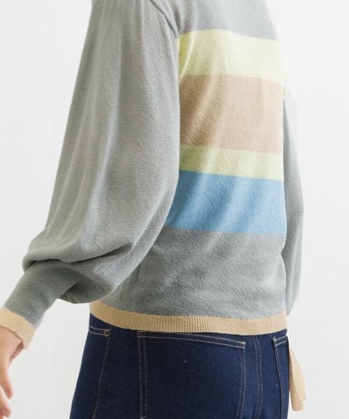 POU DOU DOU(プードゥドゥ)の「マルチボーダープルオーバー(ニット/セーター・レディース・アイボリー/ライトグレー/ベージュ・3)」の10枚目の写真
