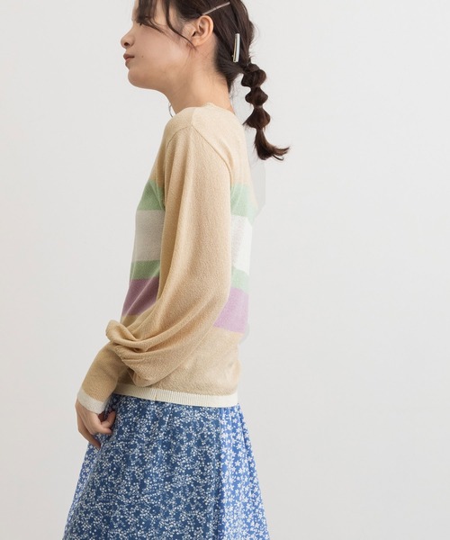 POU DOU DOU(プードゥドゥ)の「マルチボーダープルオーバー(ニット/セーター・レディース・アイボリー/ライトグレー/ベージュ・3)」の12枚目の写真