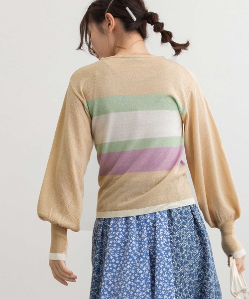 POU DOU DOU(プードゥドゥ)の「マルチボーダープルオーバー(ニット/セーター・レディース・アイボリー/ライトグレー/ベージュ・3)」の13枚目の写真