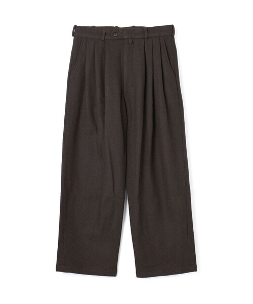 MONITALY(モニタリー)の「MONITALY Triple Tuck Wide Pants ウールナイロン タックパンツ(その他パンツ・メンズ・ブラック/ダークブラウン・32/34)」の1枚目の写真