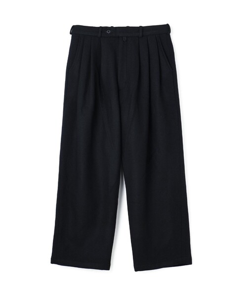 MONITALY(モニタリー)の「MONITALY Triple Tuck Wide Pants ウールナイロン タックパンツ(その他パンツ・メンズ・ブラック/ダークブラウン・32/34)」の2枚目の写真