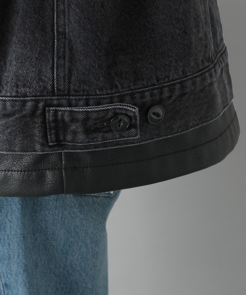 RAGEBLUE（レイジブルー）の「袖切り替え/フェイクレザードッキングデニムジャケット（デニムジャケット・メンズ・ブルー/ブラック・FREE）」の15枚目の写真