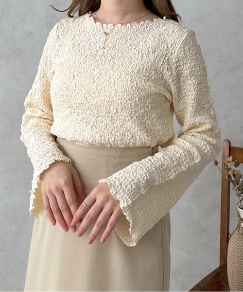 apres jour clair（アプレジュールクレア）の「【apres jour clair】ポコポコフレアスリーブT【ZOZOTOWN限定アイテム】（Tシャツ/カットソー・レディース・ベージュ/アイボリー・X-LARGE/フリー）」の15枚目の写真