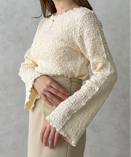 apres jour clair（アプレジュールクレア）の「【apres jour clair】ポコポコフレアスリーブT【ZOZOTOWN限定アイテム】（Tシャツ/カットソー・レディース・ベージュ/アイボリー・X-LARGE/フリー）」の18枚目の写真