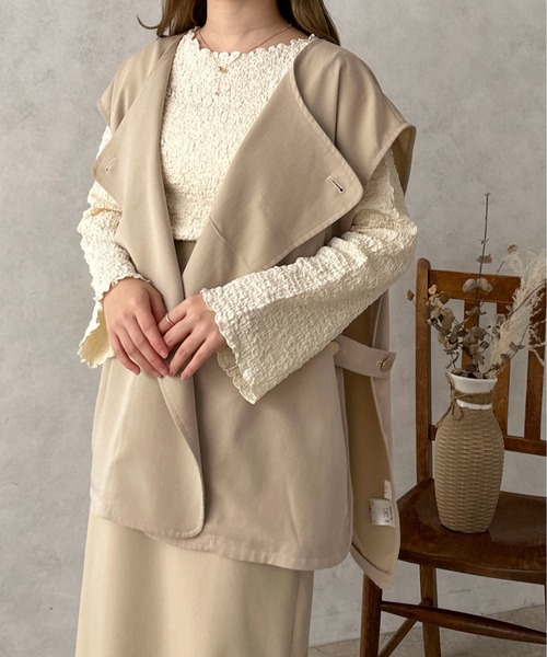 apres jour clair（アプレジュールクレア）の「【apres jour clair】ポコポコフレアスリーブT【ZOZOTOWN限定アイテム】（Tシャツ/カットソー・レディース・ベージュ/アイボリー・X-LARGE/フリー）」の6枚目の写真