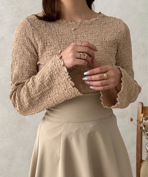 apres jour clair（アプレジュールクレア）の「【apres jour clair】ポコポコフレアスリーブT【ZOZOTOWN限定アイテム】（Tシャツ/カットソー・レディース・ベージュ/アイボリー・X-LARGE/フリー）」の9枚目の写真