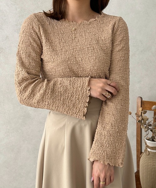 apres jour clair（アプレジュールクレア）の「【apres jour clair】ポコポコフレアスリーブT【ZOZOTOWN限定アイテム】（Tシャツ/カットソー・レディース・ベージュ/アイボリー・X-LARGE/フリー）」の10枚目の写真