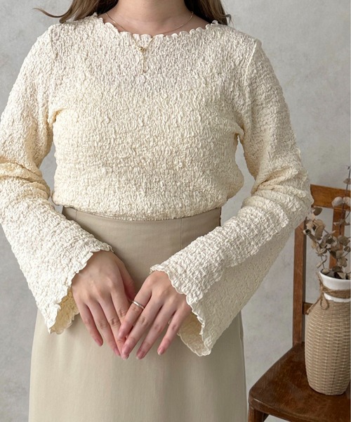 apres jour clair（アプレジュールクレア）の「【apres jour clair】ポコポコフレアスリーブT【ZOZOTOWN限定アイテム】（Tシャツ/カットソー・レディース・ベージュ/アイボリー・X-LARGE/フリー）」の19枚目の写真