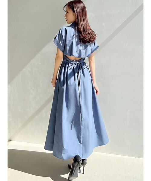 RESEXXY（リゼクシー）の「【WEB限定】ウエストタックシャツワンピース（シャツワンピース・レディース・ブルー/ブラック/アイボリー・FREE）」の4枚目の写真