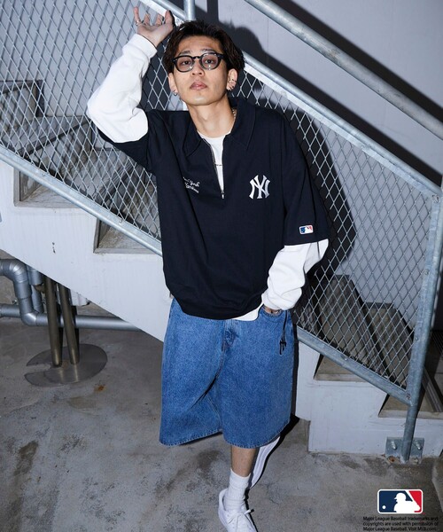 MLB（メジャーリーグベースボール）の「MLB/メジャーリーグベースボール/別注 バギーデニムショーツ/ハーフパンツ/デニムパンツ(限定展開)（デニムパンツ・メンズ・ブルー系その他/サックスブルー/ブラック/ブルー系その他2・LARGE/SMALL/MEDIUM）」の14枚目の写真