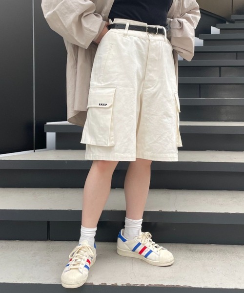 CIAOPANIC(チャオパニック)の「【BNCP】ヘリンボーンカーゴショートパンツ(カーゴパンツ・レディース・ホワイト/パープル/ブラック/カーキ・MEDIUM/LARGE)」の10枚目の写真