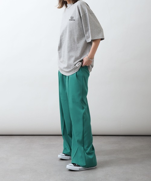 UNCORD（アンコード）の「【UNCORD】One point mock neck T-shirt/ ワンポイント胸刺繍モックネックビッグシルエット半袖Tシャツ（Tシャツ/カットソー・メンズ・杢グレー/グリーン/ホワイト/チャコール/ブラック・MEDIUM/X-LARGE/LARGE）」の7枚目の写真