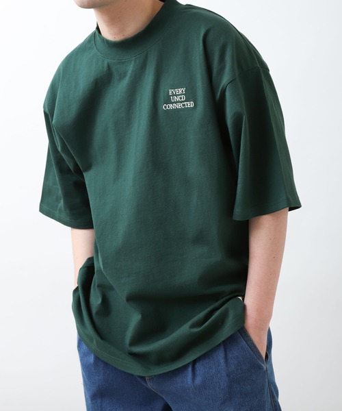 UNCORD（アンコード）の「【UNCORD】One point mock neck T-shirt/ ワンポイント胸刺繍モックネックビッグシルエット半袖Tシャツ（Tシャツ/カットソー・メンズ・杢グレー/グリーン/ホワイト/チャコール/ブラック・MEDIUM/X-LARGE/LARGE）」の9枚目の写真
