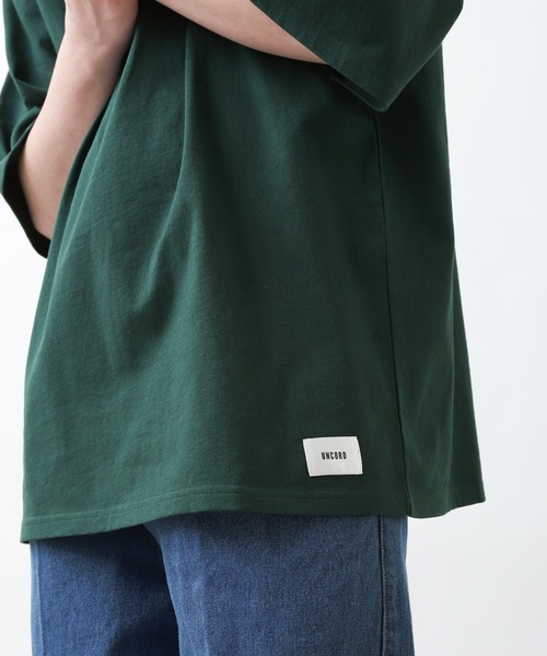 UNCORD（アンコード）の「【UNCORD】One point mock neck T-shirt/ ワンポイント胸刺繍モックネックビッグシルエット半袖Tシャツ（Tシャツ/カットソー・メンズ・杢グレー/グリーン/ホワイト/チャコール/ブラック・MEDIUM/X-LARGE/LARGE）」の10枚目の写真