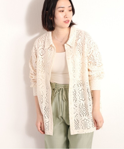 cepo（セポ）の「総レースオーバーシャツ（シャツ/ブラウス・レディース・オフホワイト/ブラック・M）」の4枚目の写真