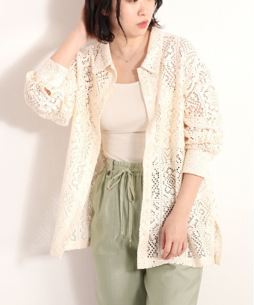 cepo（セポ）の「総レースオーバーシャツ（シャツ/ブラウス・レディース・オフホワイト/ブラック・M）」の3枚目の写真