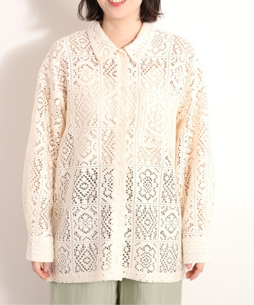 cepo（セポ）の「総レースオーバーシャツ（シャツ/ブラウス・レディース・オフホワイト/ブラック・M）」の10枚目の写真