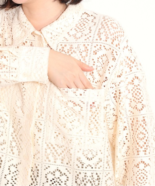 cepo（セポ）の「総レースオーバーシャツ（シャツ/ブラウス・レディース・オフホワイト/ブラック・M）」の14枚目の写真