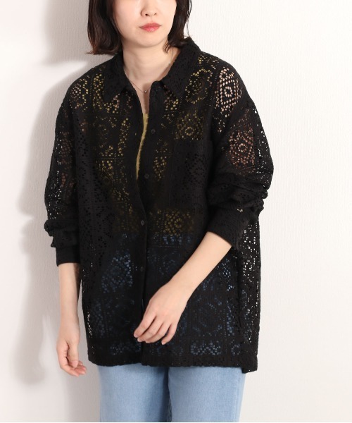 cepo（セポ）の「総レースオーバーシャツ（シャツ/ブラウス・レディース・オフホワイト/ブラック・M）」の17枚目の写真