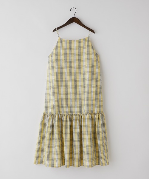 forksy.(フォルクシー)の「【forksy.】バックオープンチェックティアードキャミワンピース(ワンピース・レディース・ブラック/イエロー/ブルー・FREE)」の8枚目の写真
