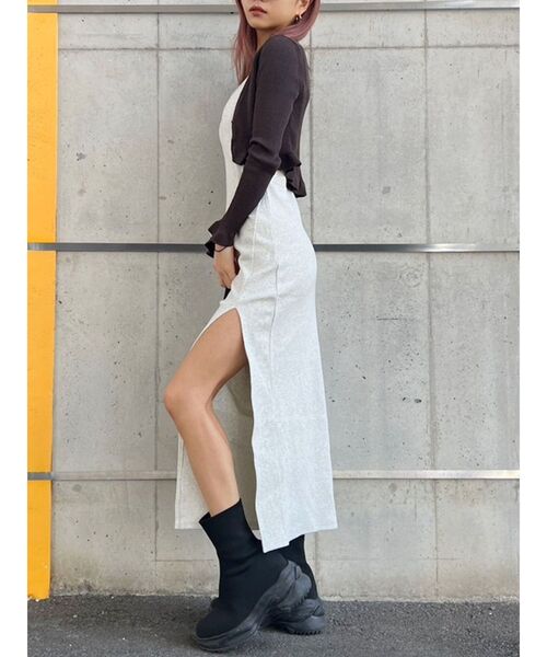 GYDA（ジェイダ）の「【WEB限定】【TINY低身長さん向け】DEEPスリットテレコロングワンピース（ワンピース・レディース・ライトグレー/ブラック/ブルー・FREE）」の15枚目の写真