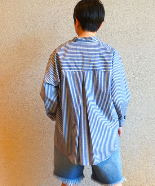 【YoBo様】専用ジャーナルスタンダードラックス ts(s)ストライプシャツ セール】ストライプ スタンドカラーポケシャツ（シャツ/ブラウス