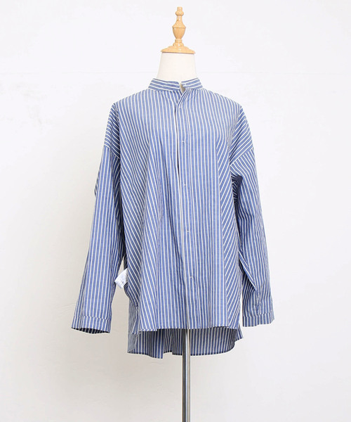 JOURNAL STANDARD◆長袖シャツ/--/コットン/BLU/ストライプ/25050400509020 JOURNAL STANDARD ジャーナルスタンダード 長袖ストライプシャツ