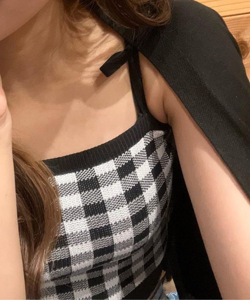 Chick(チック)の「ギンガムチェックキャミソール+カーディガンセット(アンサンブル)」 WEAR