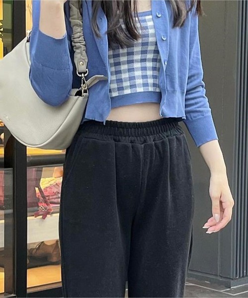 ギンガムチェックキャミソール＋カーディガンセット