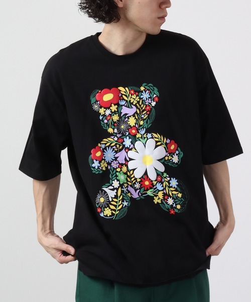 RE730（アールイーセブンサーティー）の「RE730 フラワー ベアコラージュプリント半袖Tシャツ（Tシャツ/カットソー・メンズ・ホワイト/ブラック・L/XL/M）」の9枚目の写真